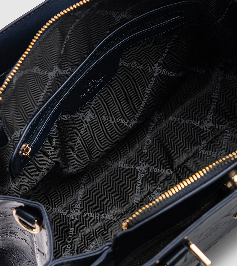 Textured Zip-Closure Satchel Bag