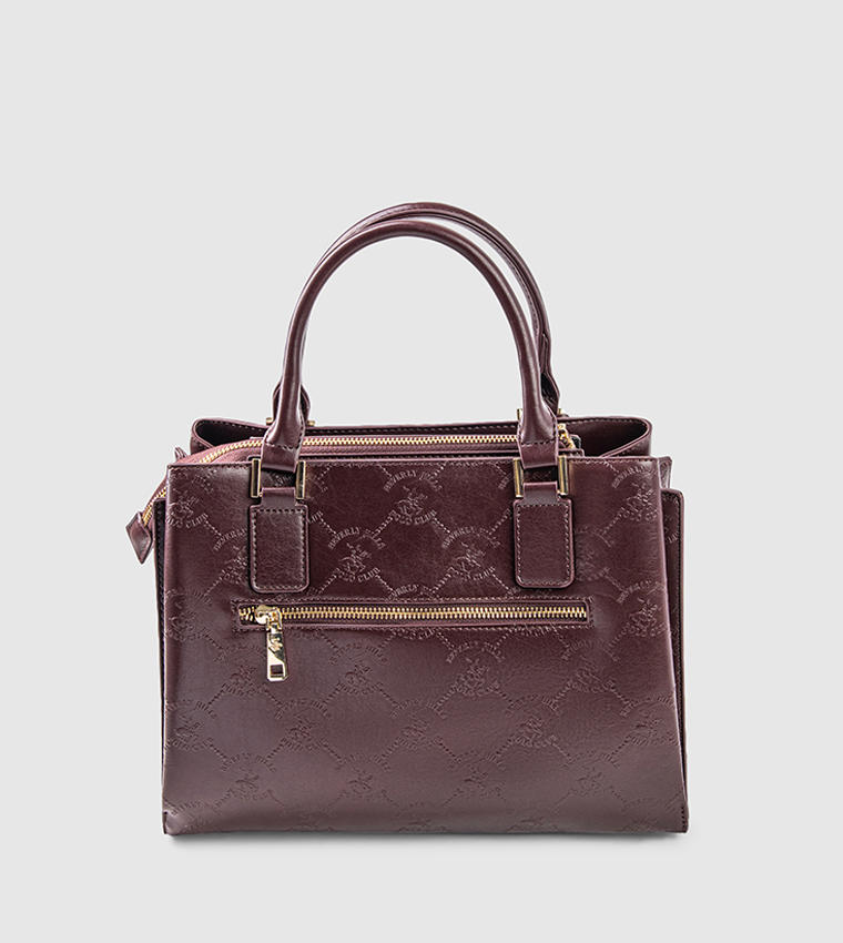 Textured Zip-Closure Satchel Bag
