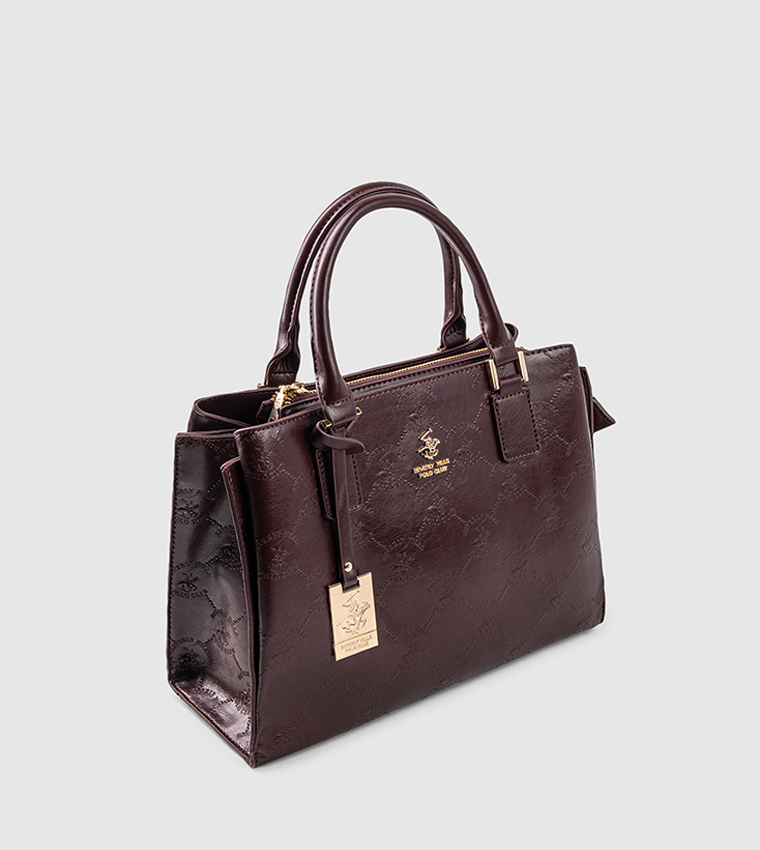 Textured Zip-Closure Satchel Bag