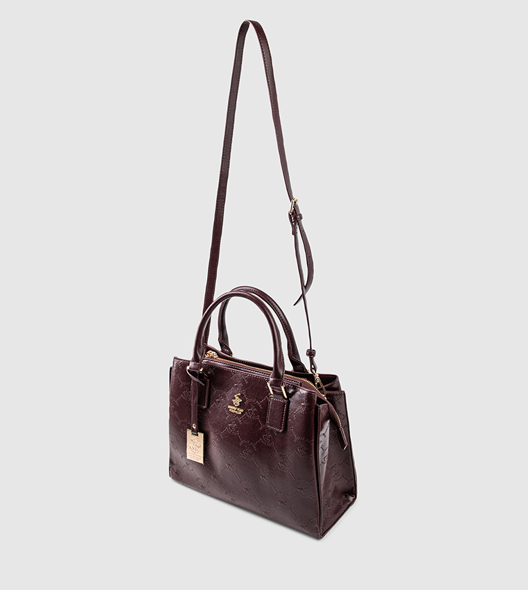 Textured Zip-Closure Satchel Bag