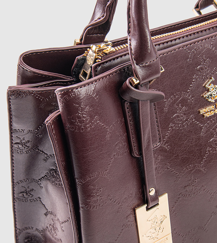 Textured Zip-Closure Satchel Bag