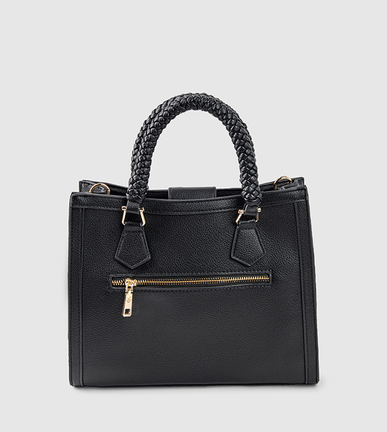 Textured Zip-Closure Tote Bag