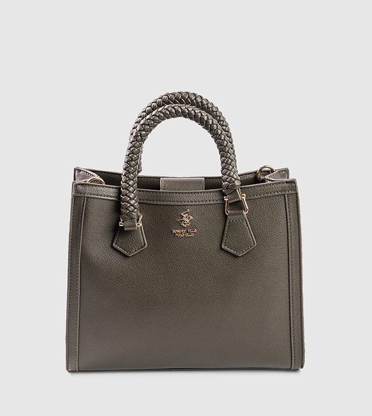 Textured Zip-Closure Tote Bag