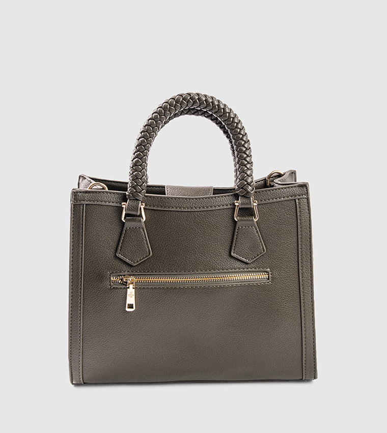 Textured Zip-Closure Tote Bag