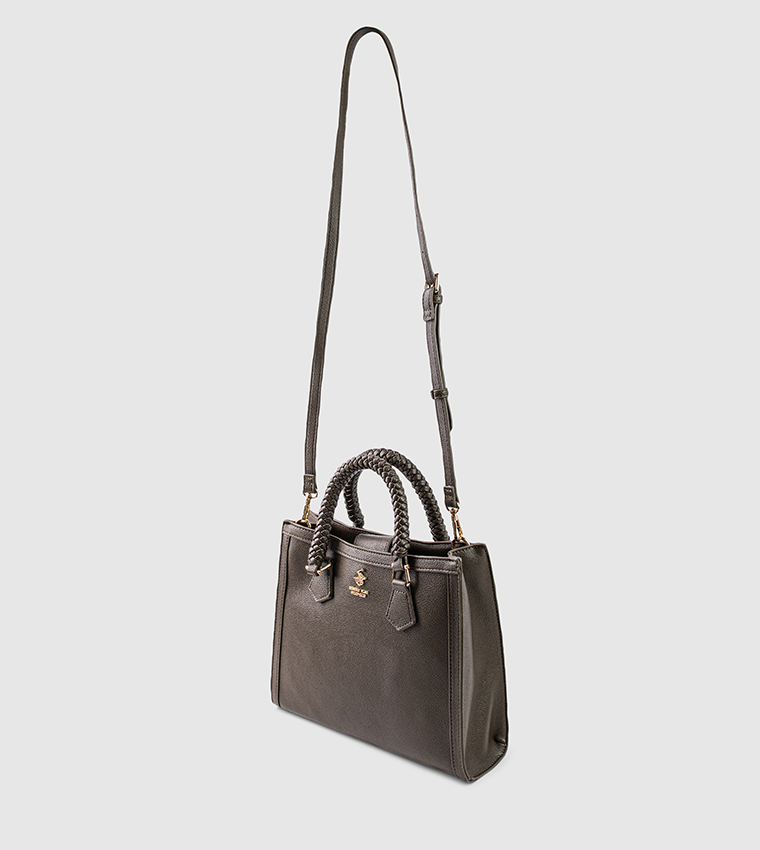 Textured Zip-Closure Tote Bag
