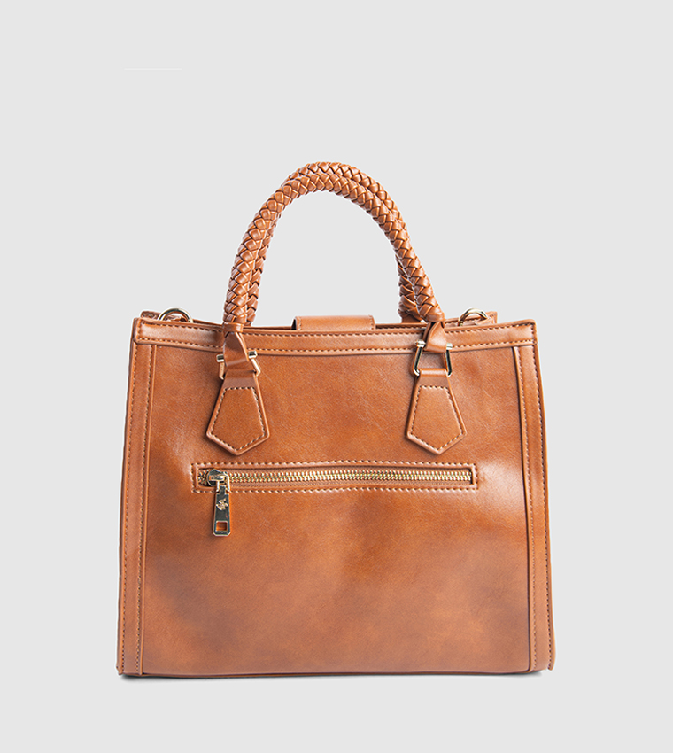 Textured Zip-Closure Tote Bag