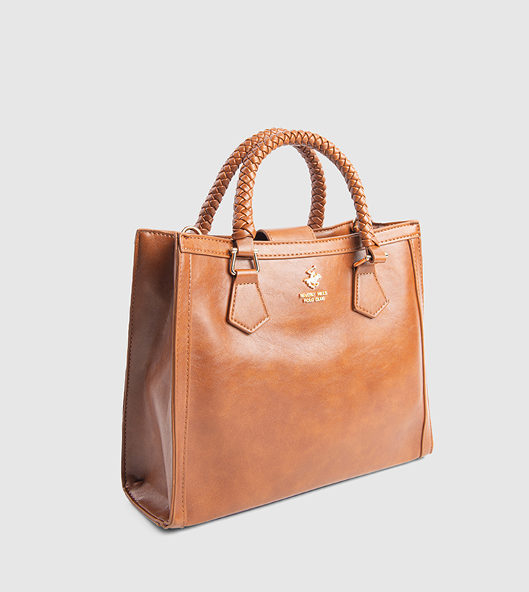 Textured Zip-Closure Tote Bag