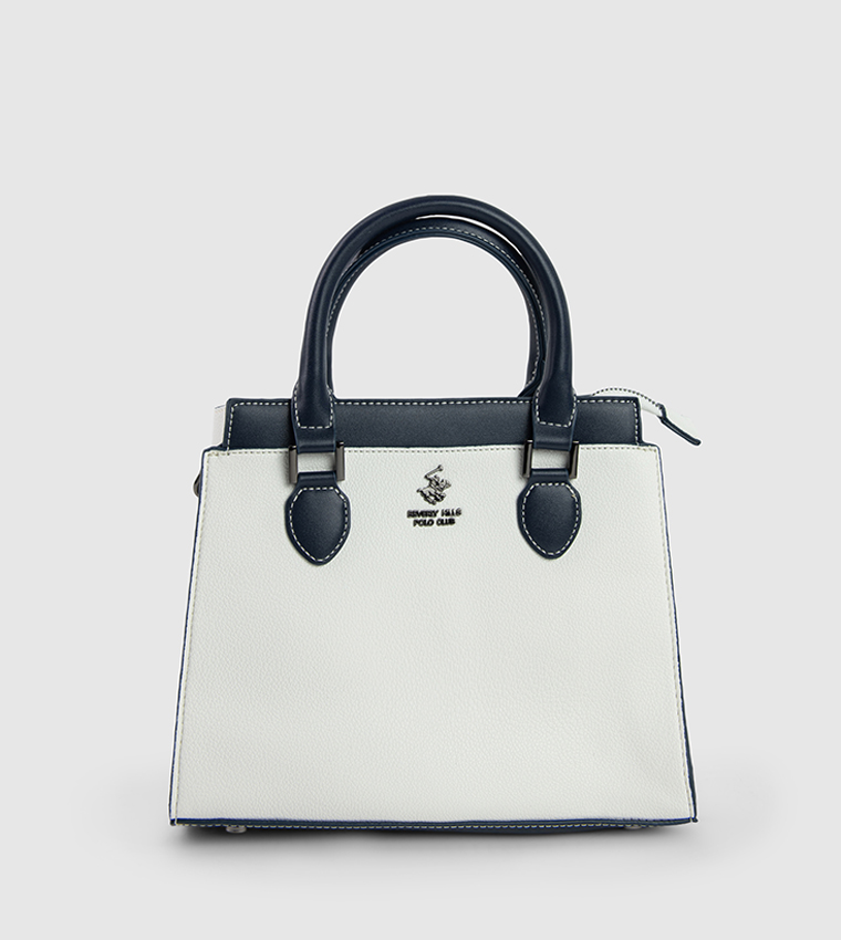Color Block Zip-Closure Satchel Bag