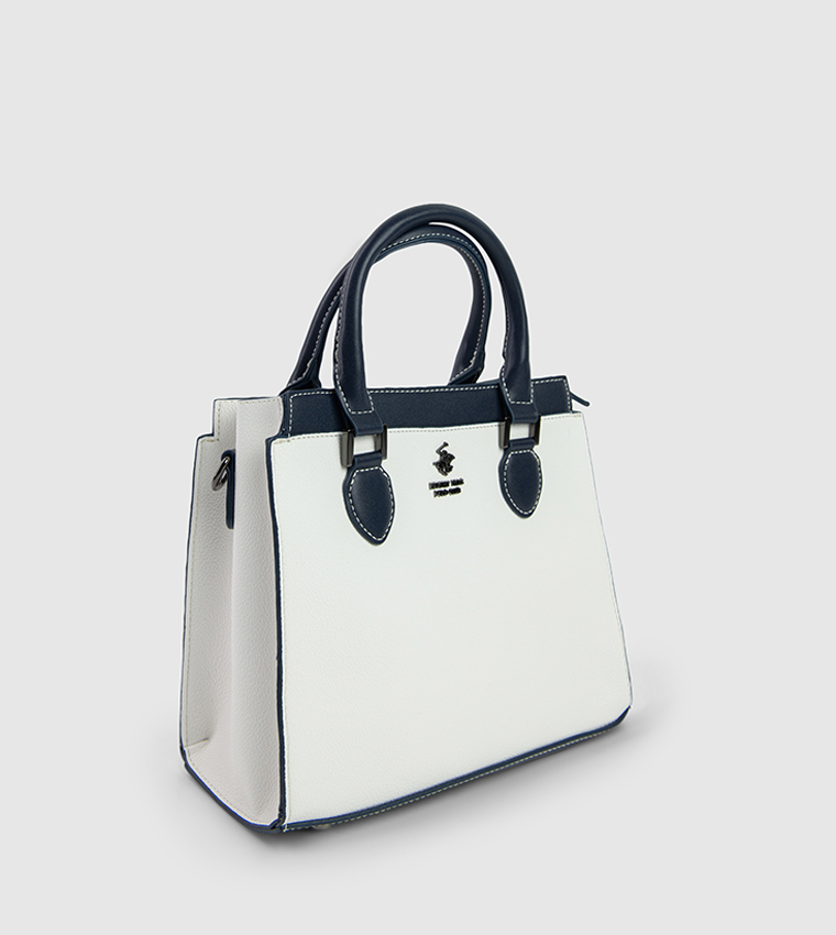 Color Block Zip-Closure Satchel Bag