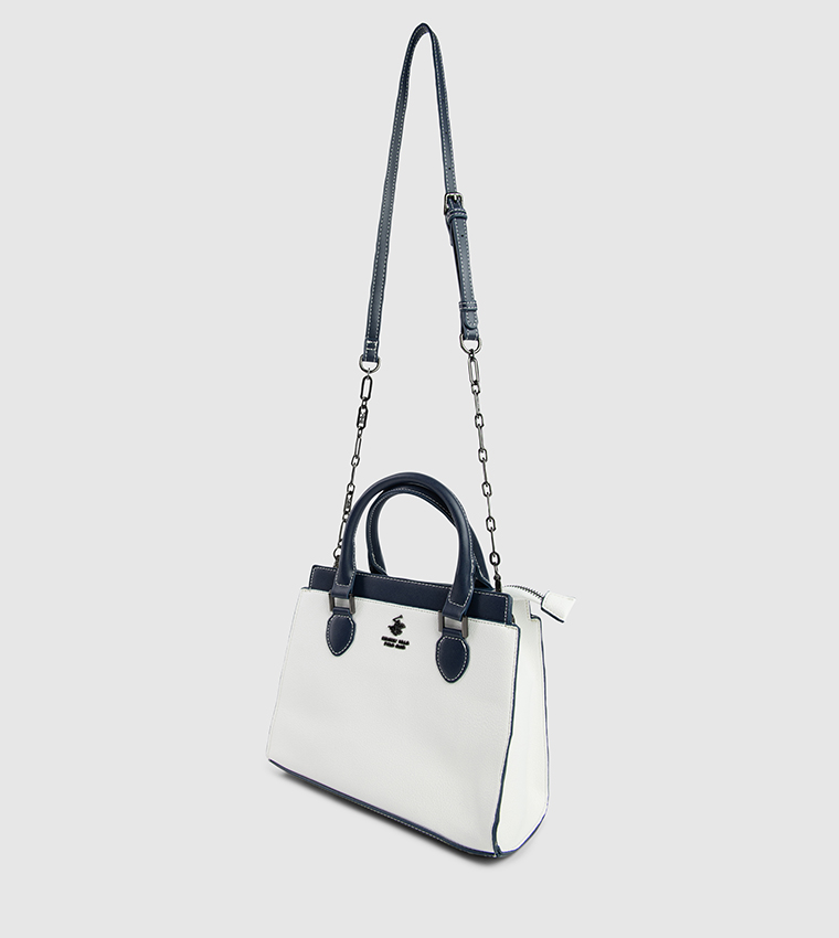 Color Block Zip-Closure Satchel Bag