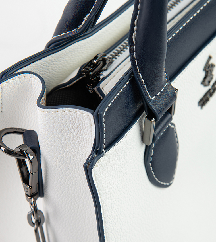 Color Block Zip-Closure Satchel Bag