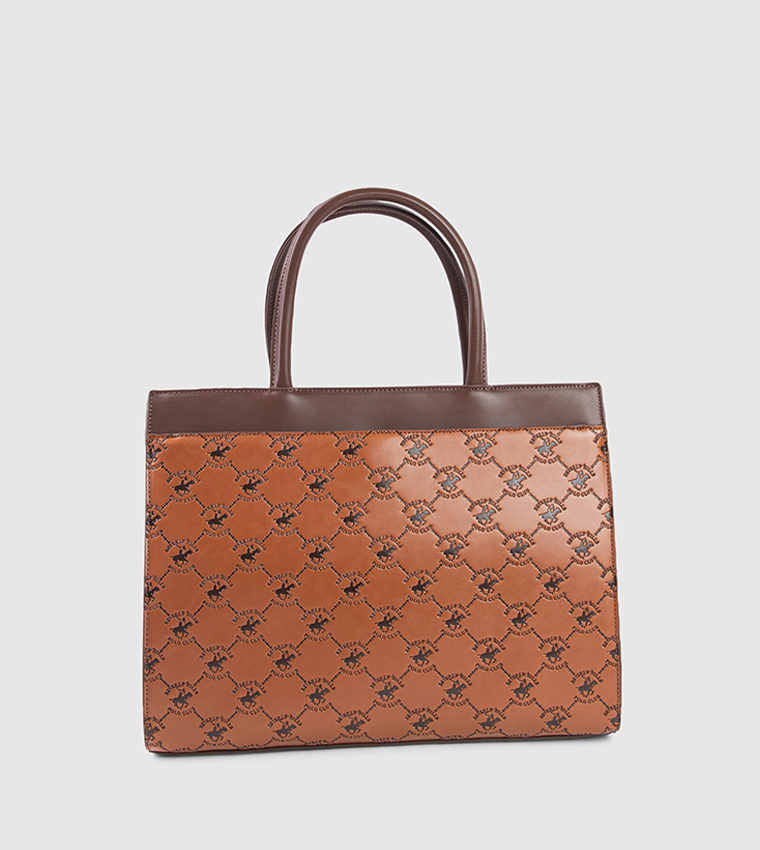 Debossed Zip-Closure Tote Bag