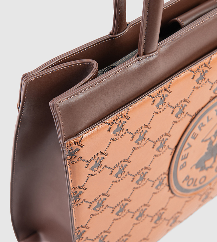 Debossed Zip-Closure Tote Bag