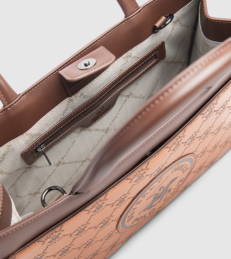 Debossed Zip-Closure Tote Bag