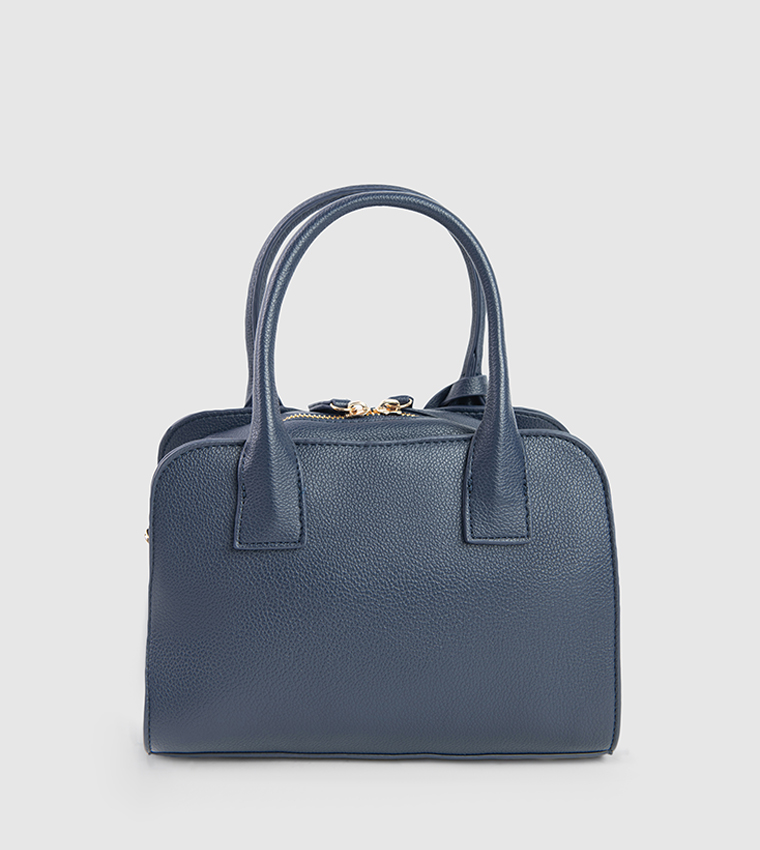 Checkered Zip-Closure Satchel Bag