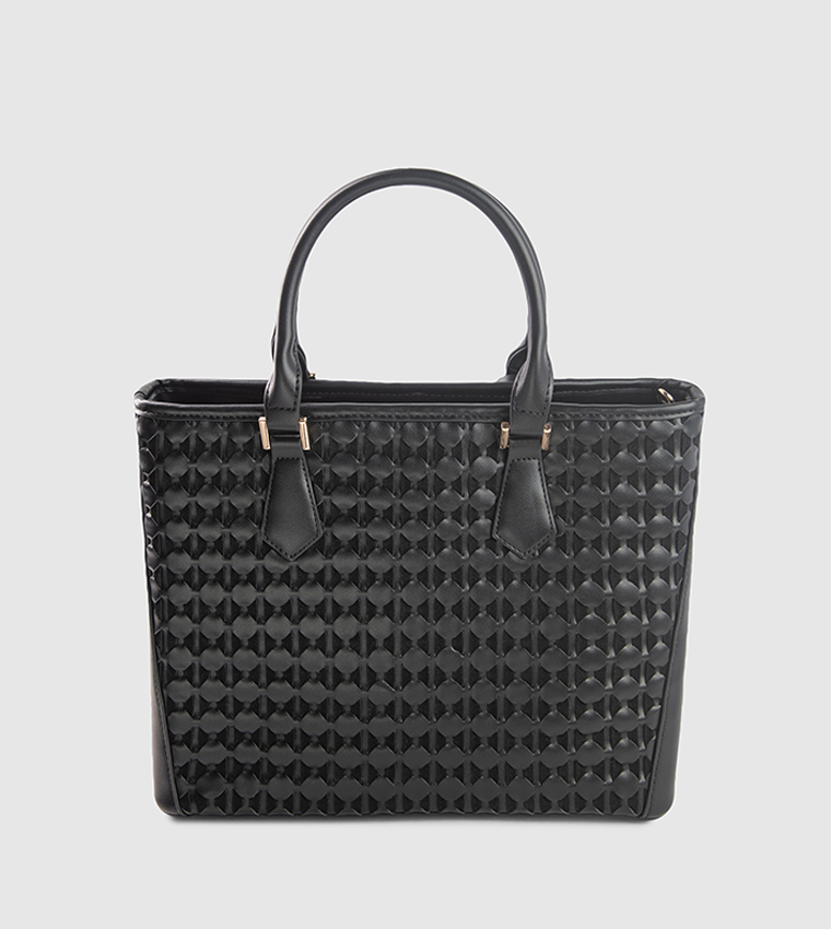 Textured Zippered Tote Bag