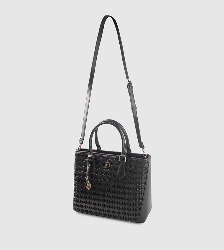 Textured Zippered Tote Bag