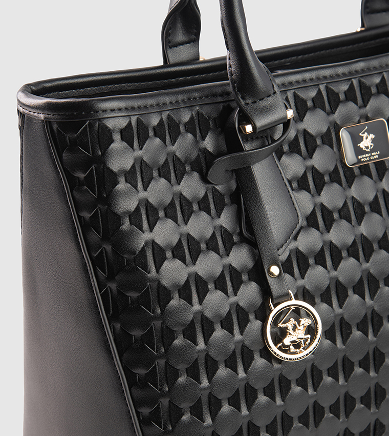 Textured Zippered Tote Bag