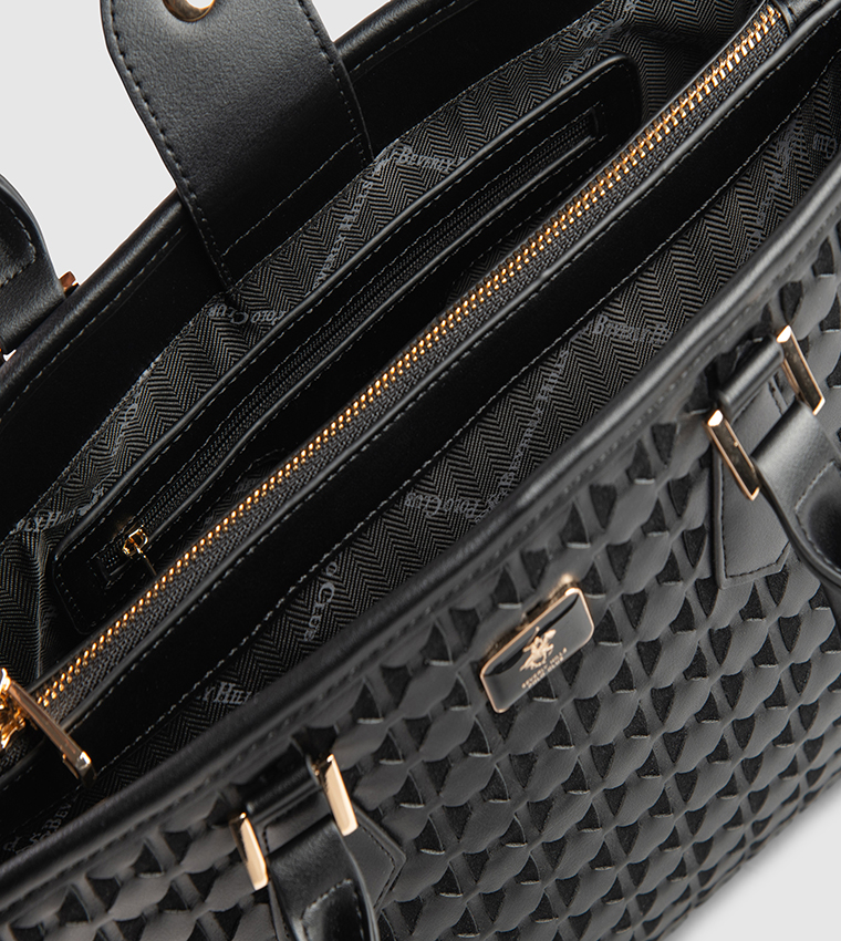 Textured Zippered Tote Bag