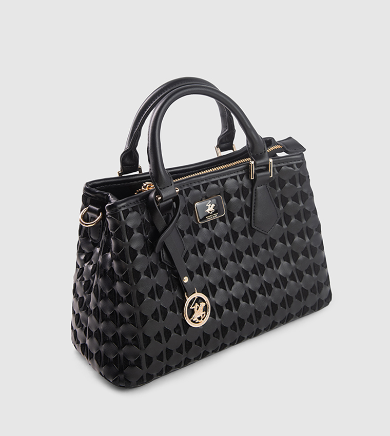 Textured Zippered Satchel Bag