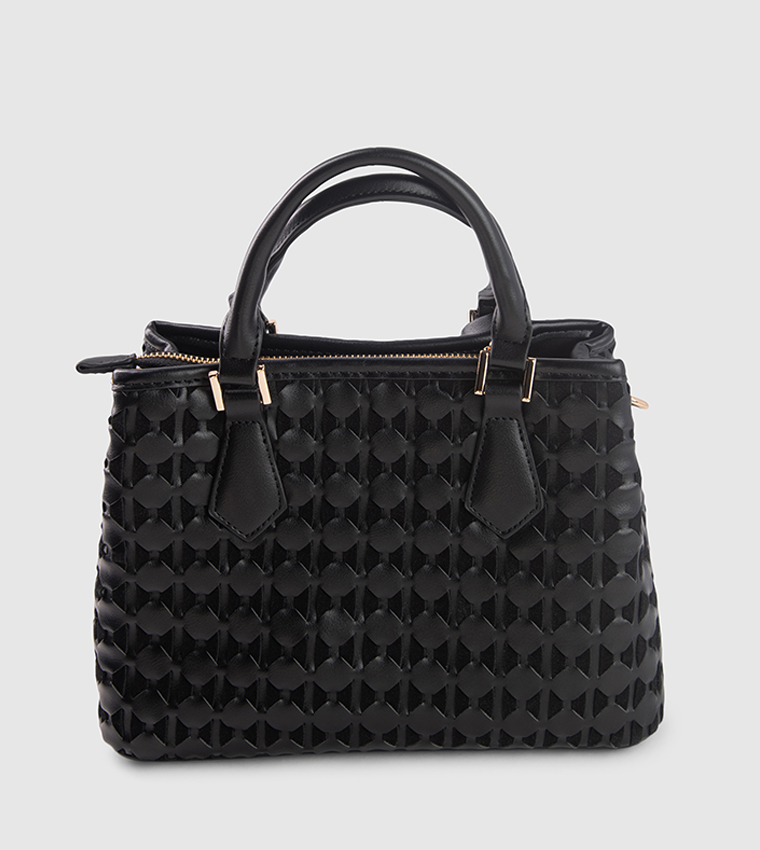 Textured Zippered Satchel Bag