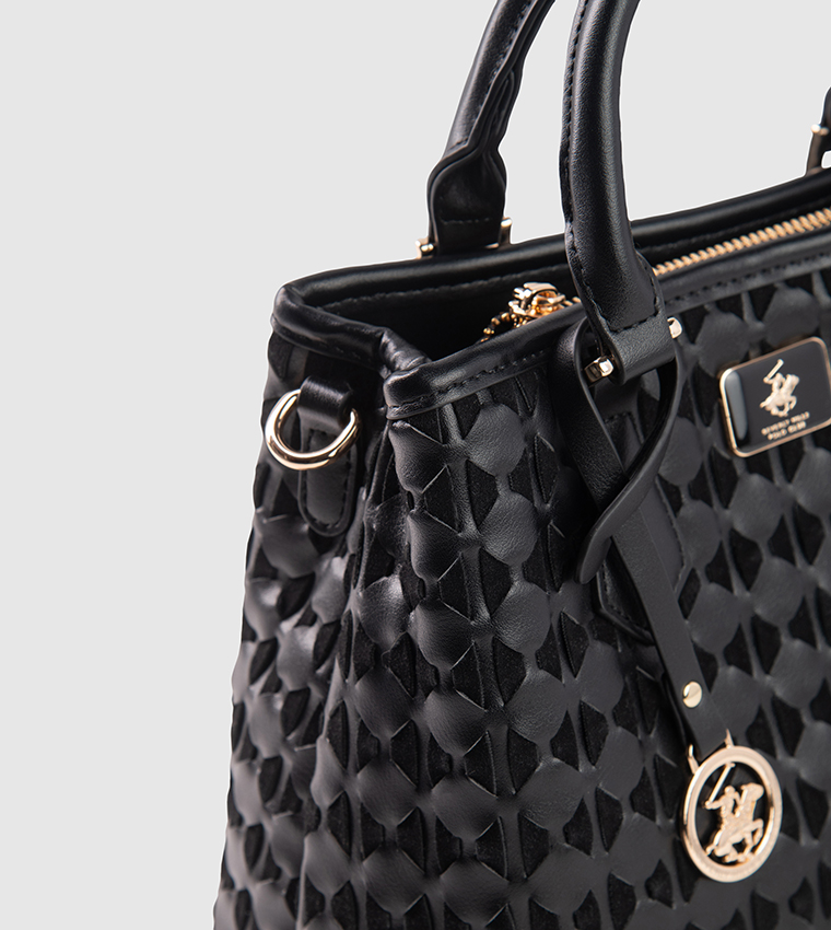 Textured Zippered Satchel Bag