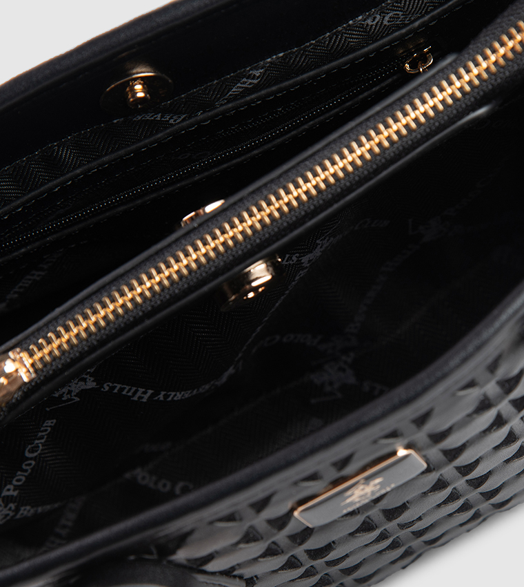 Textured Zippered Satchel Bag