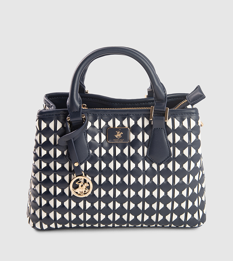 Textured Zippered Satchel Bag