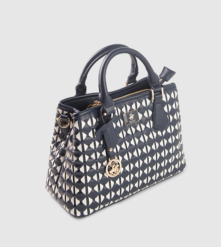 Textured Zippered Satchel Bag