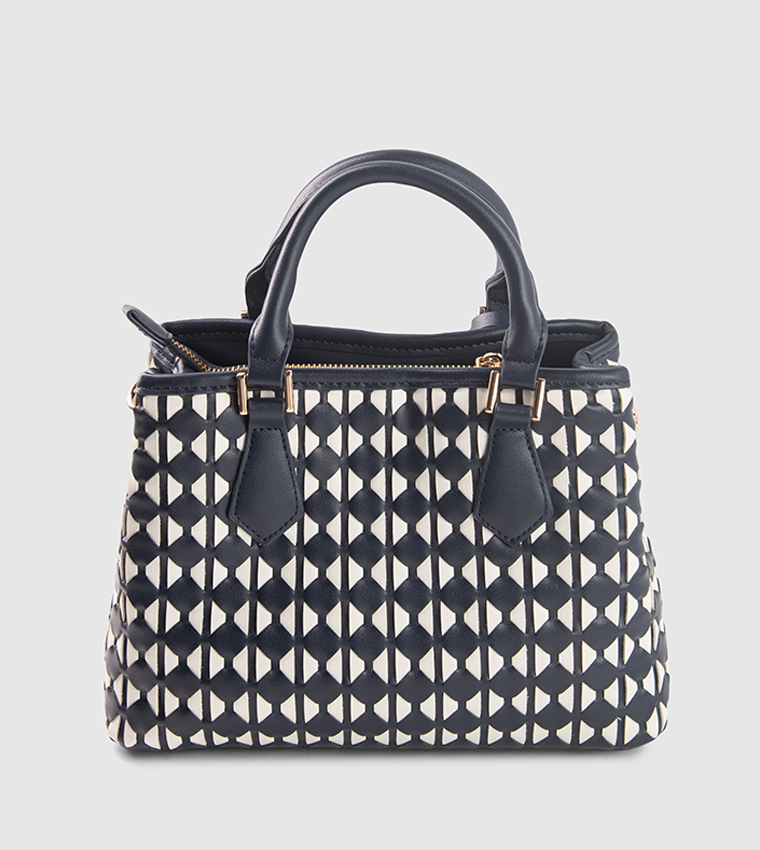 Textured Zippered Satchel Bag