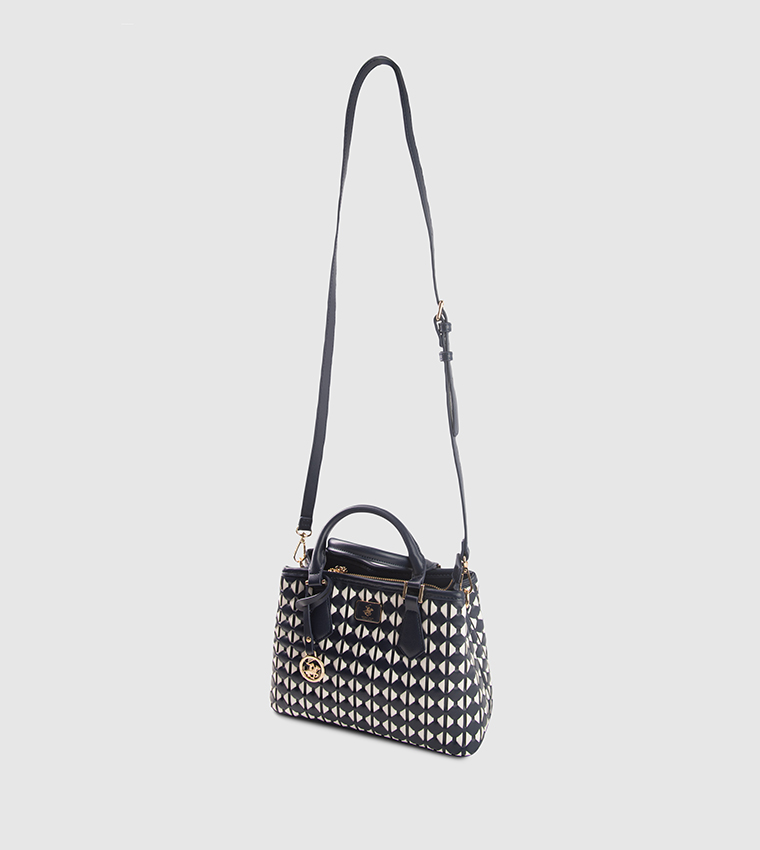 Textured Zippered Satchel Bag