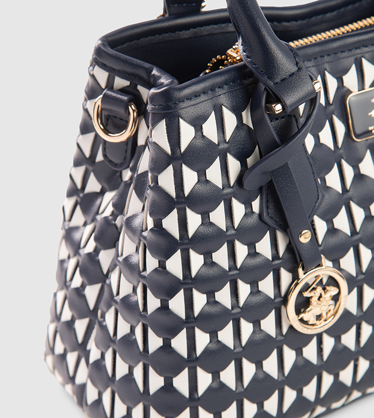 Textured Zippered Satchel Bag