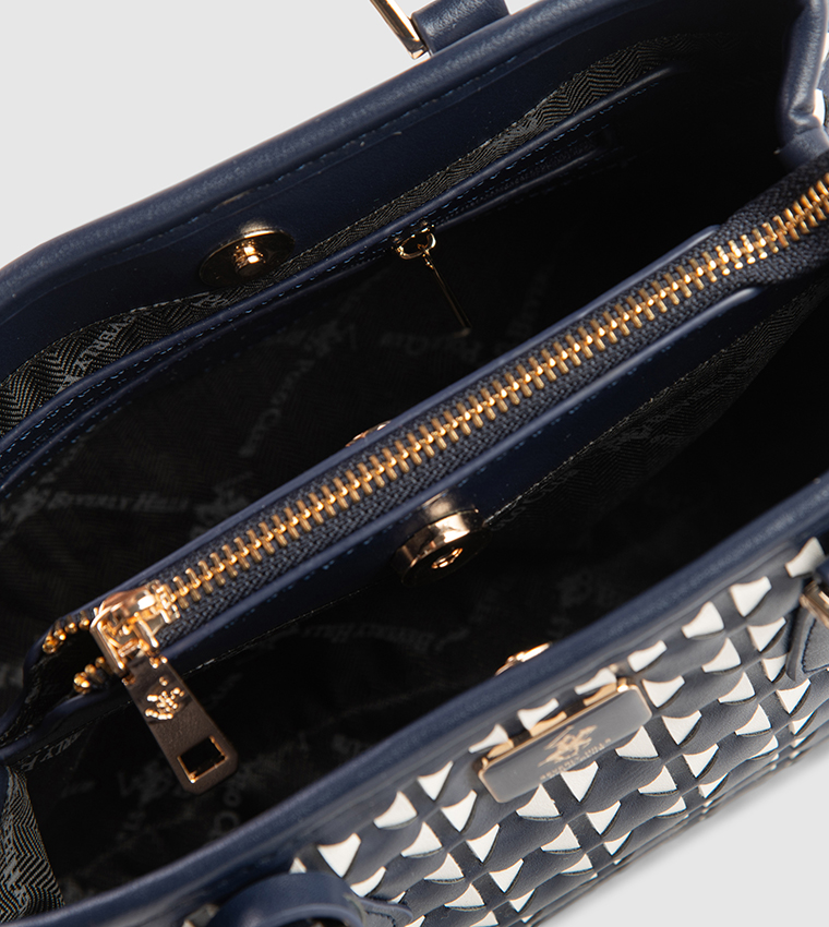 Textured Zippered Satchel Bag