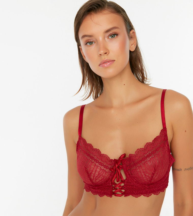 Buy Trendyol Lace Underwire Bra In Red