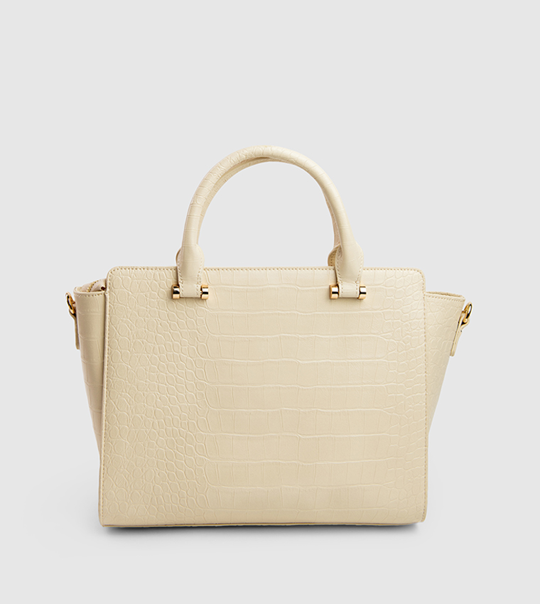 Textured Zip-Closure Satchel Bag