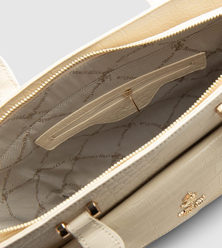 Textured Zip-Closure Satchel Bag