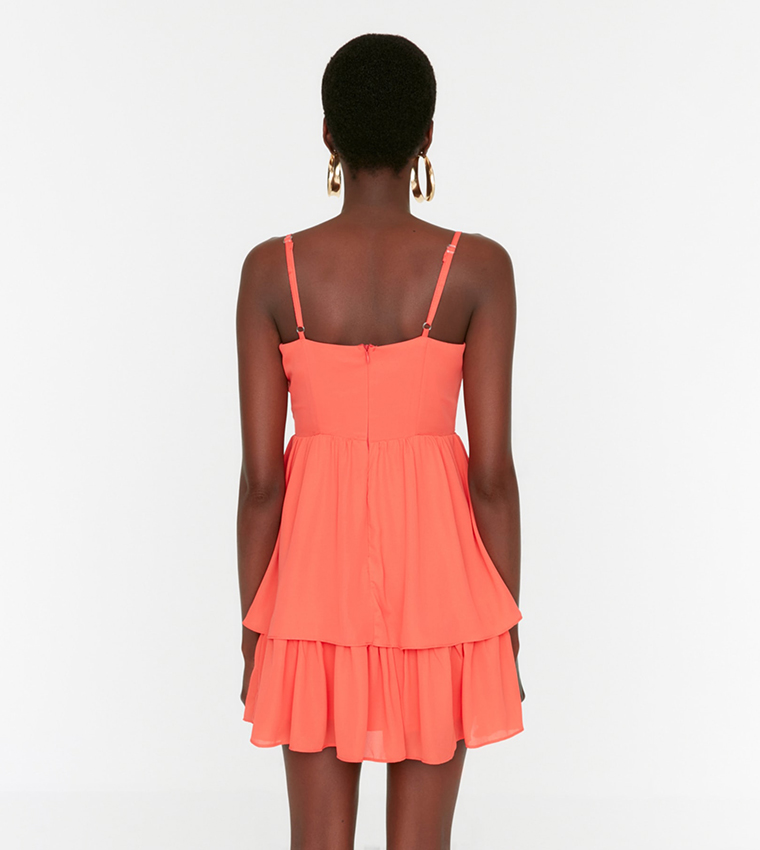 strapless open back dress Provence Bloom Tiered Ruffle Maxi Dress Red– Selfie Leslie main image 1