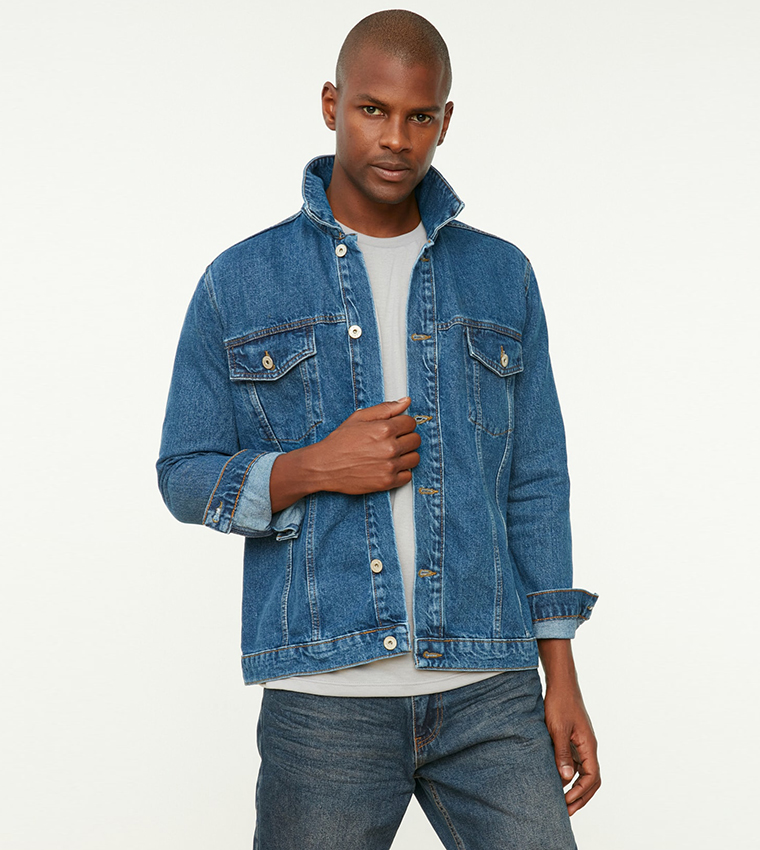 Buy Trendyol Casual Danim Jacket In Blue | 6thStreet UAE