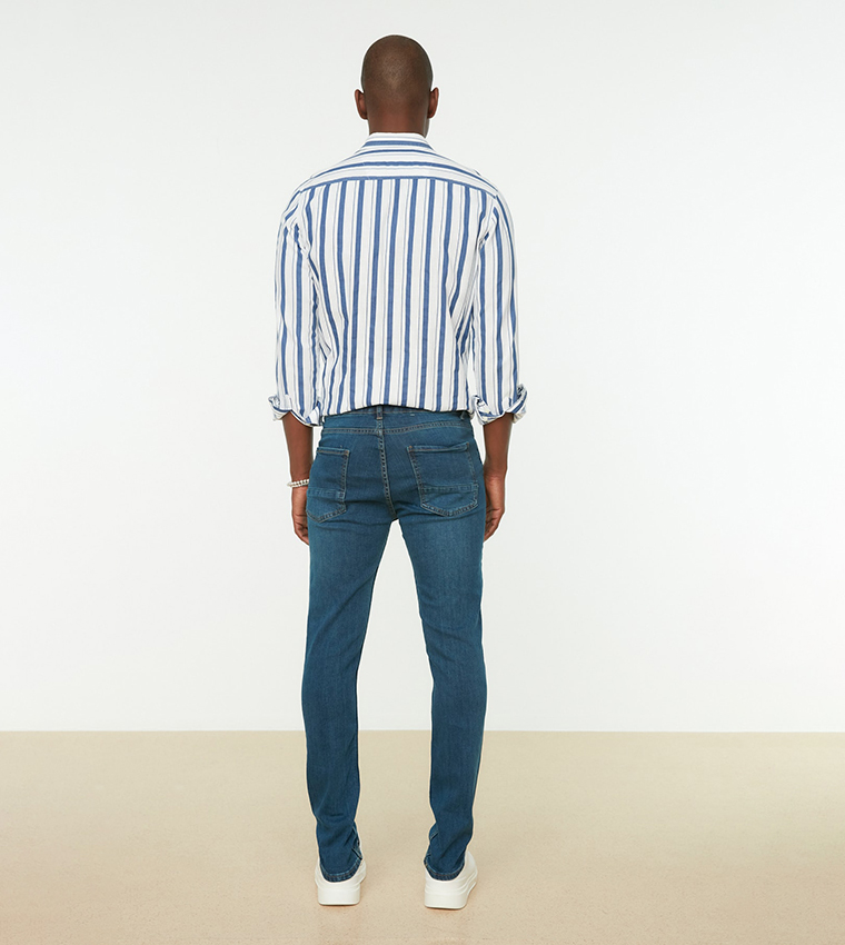 Buy Trendyol Skinny Fit Rake Destroyed Jeans In Blue | 6thStreet Saudi ...