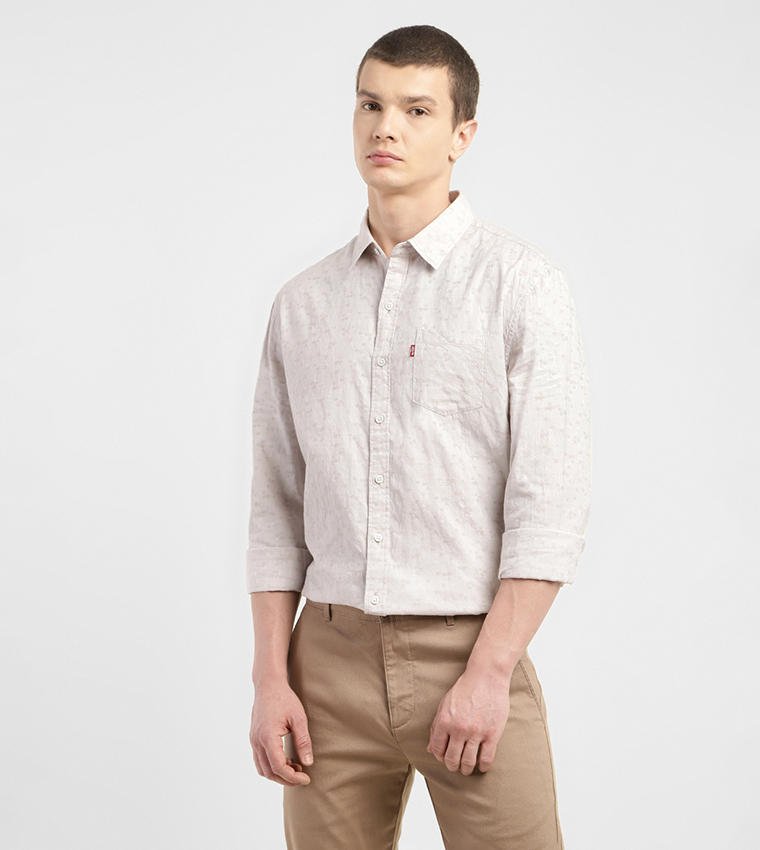 Logo Detail Long Sleeves Slim Fit Shirt