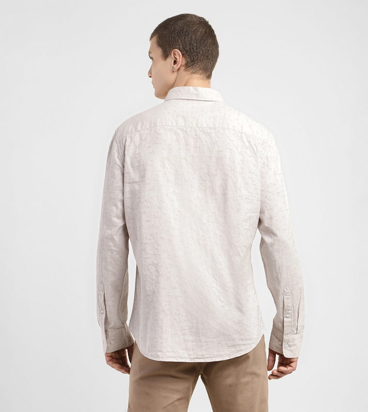 Logo Detail Long Sleeves Slim Fit Shirt