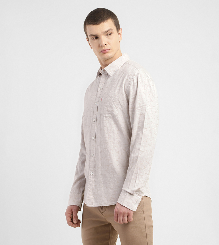 Logo Detail Long Sleeves Slim Fit Shirt