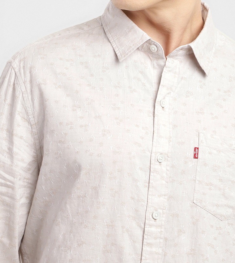 Logo Detail Long Sleeves Slim Fit Shirt