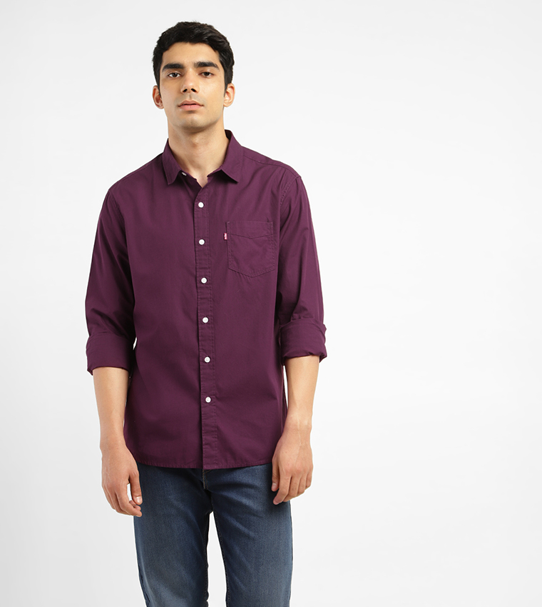 Logo Detail Long Sleeves Slim Fit Shirt
