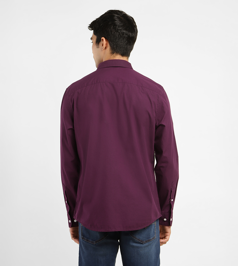 Logo Detail Long Sleeves Slim Fit Shirt