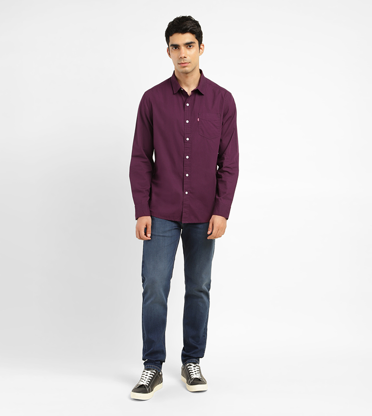 Logo Detail Long Sleeves Slim Fit Shirt