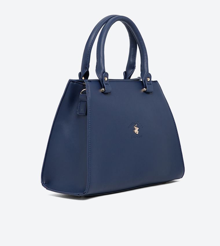 Ladies Handbag With 2 Handles + Detachable Shoulder Strap-Blue