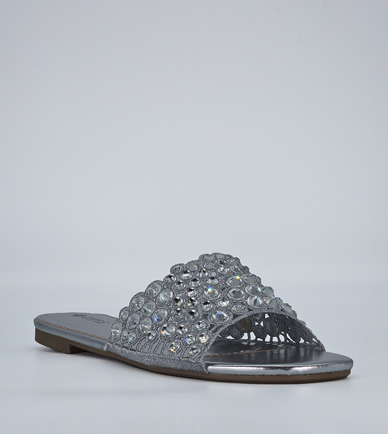 Silver clearance flat sandals