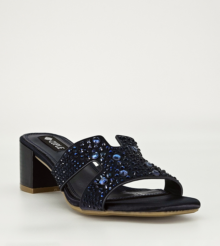 Buy Cuple Embellished Block Heel Sandals In Navy 6thStreet UAE