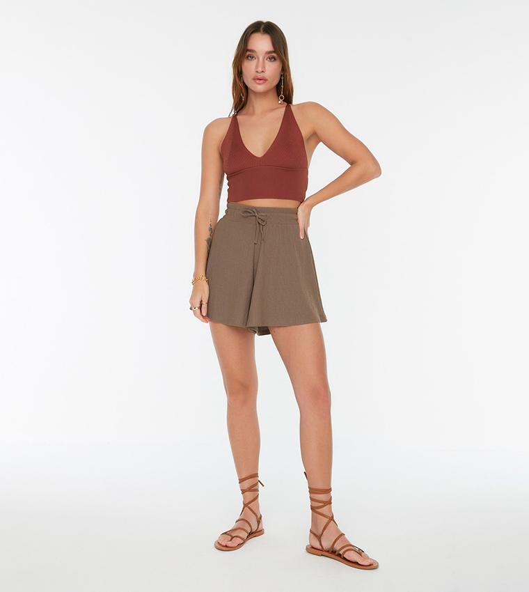 High waisted flare shorts cheap